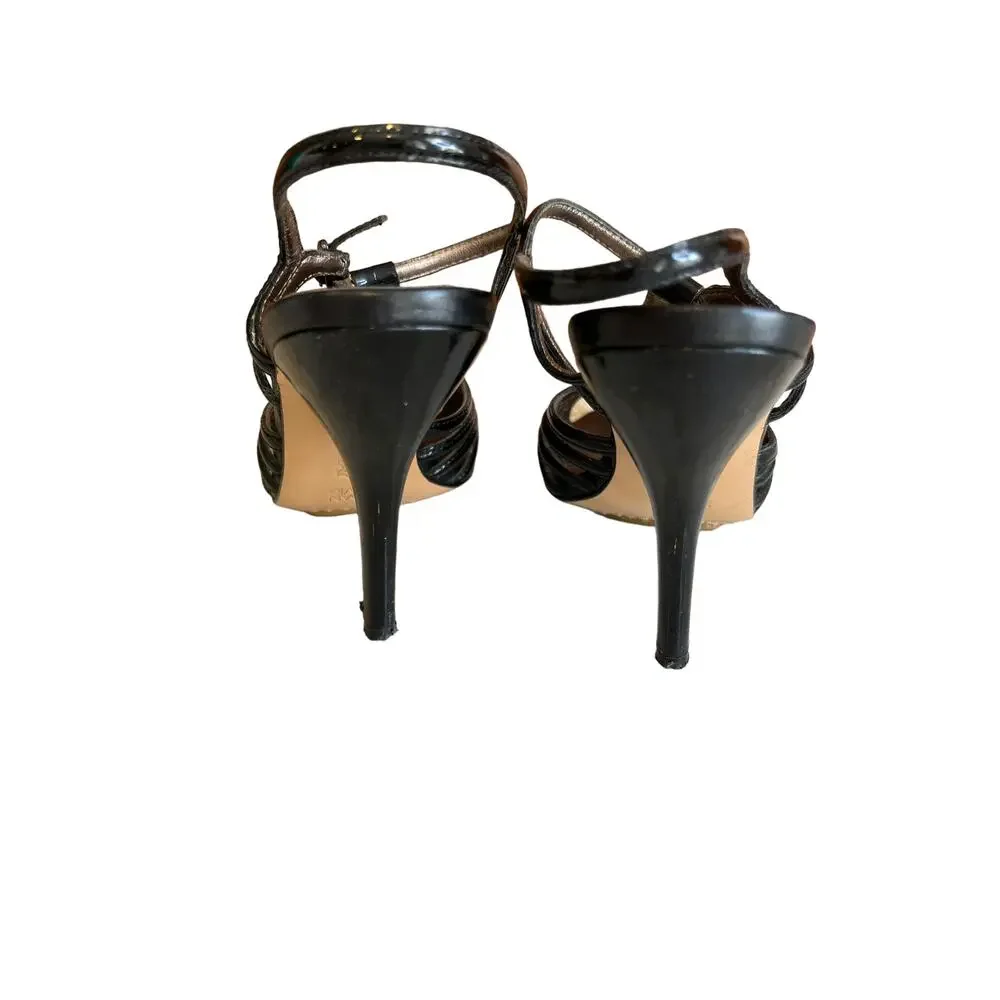 Joan & David strappy black patent leather Mary Jane Heeled Sandals 8.5